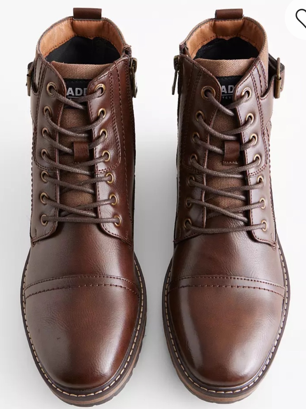 Men's  Madden Brown Leather Teetre Lace-Up Boots with Side Buckle
